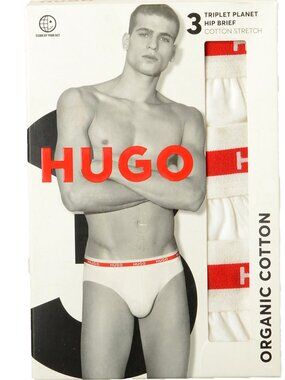 Hugo Boss Men's "Planet" Logo Strap 3 Pack Hip Brief Underwear US 2XL IT 56